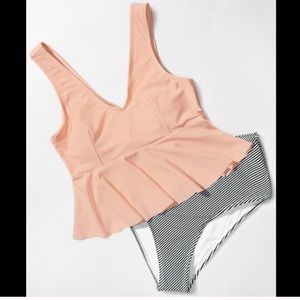 High Waisted Peplum Tankini